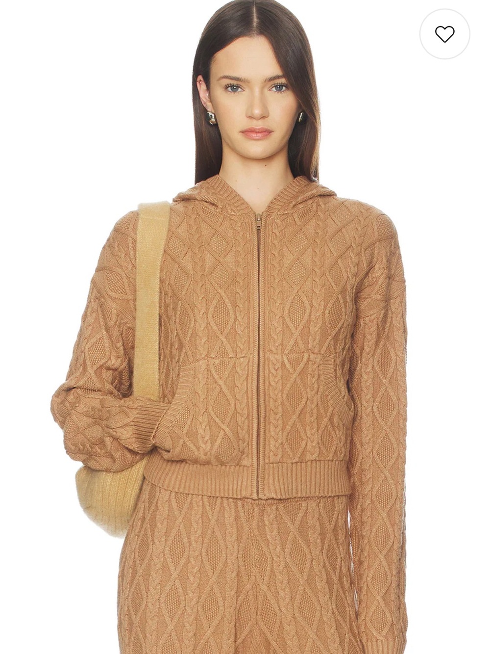 NWT SKIMS Cable Knit Shrunken Zip Up Hoodie Sz Small